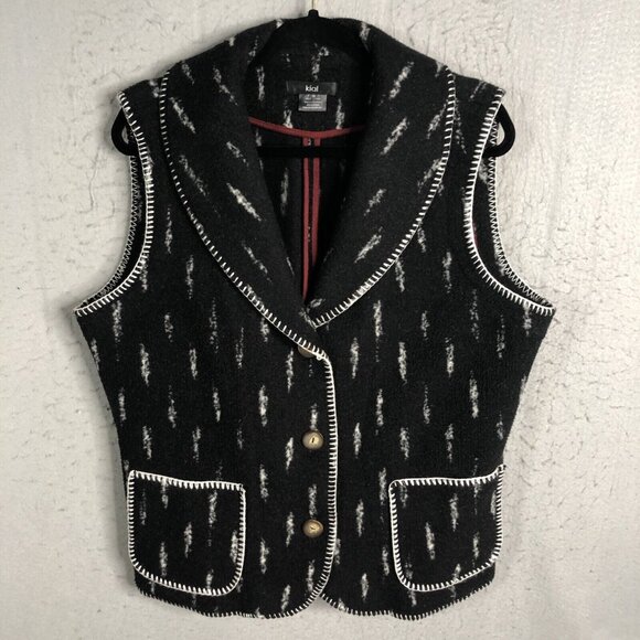 Kial Vest Womens Extra Large Black Fleece Abstract Western Ranch Rodeo Tribal - Picture 1 of 16